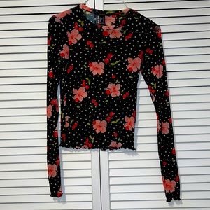 Mesh see through forever 21 size small flower an cherry top
